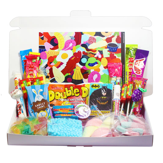 Large Retro Sweets Gift Box Composed of Products with no Gluten or Dairy in the Ingredients