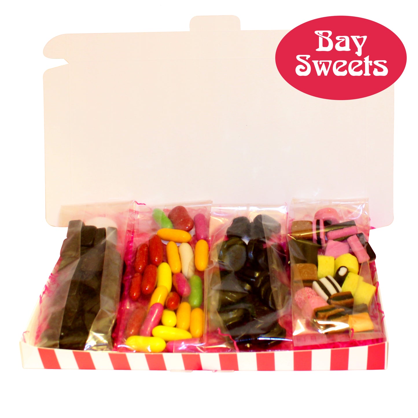 Gift Sweets - Liquorice - 125g Liquorice Torpedoes, 125g Liquorice Gums, 125g Liquorice Allsorts & 125g Pontefract Cakes