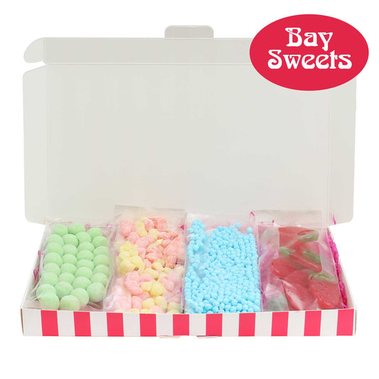 Gift Sweets - Vegetarian - 125g Bubblegum Millions, 125g Sherbet Pips, 125g Apple Bonbons, 125g Giant Strawbs